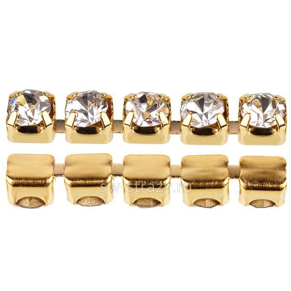 Стразовая цепь 2.9 мм  Crystal\gold