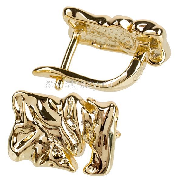 Швензы с английским замком Мятый металл 15х10 мм позолота*