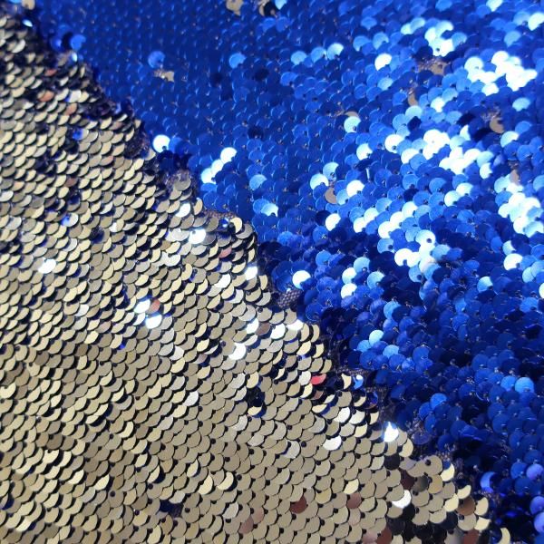 Пайеточная ткань синий\серебро
