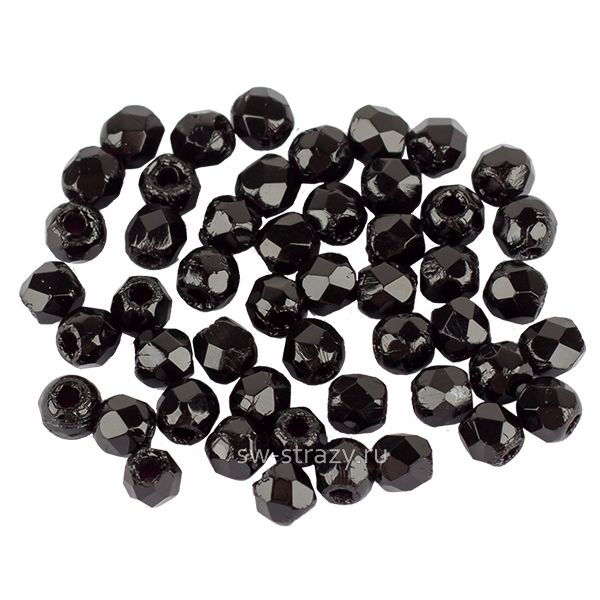 Бусины граненые Firepolished 2 мм Черные (23980)