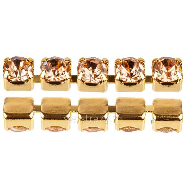 Стразовая цепь 2 мм  Light peach\gold