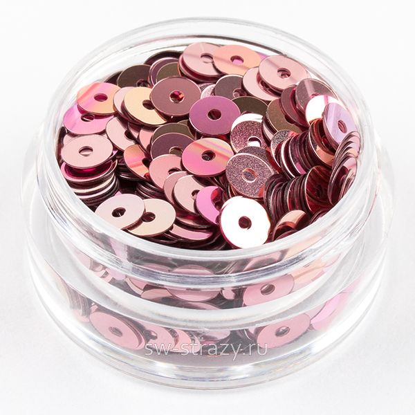 Пайетки 4 mm плоские (3075) Rosa MI 3 гр