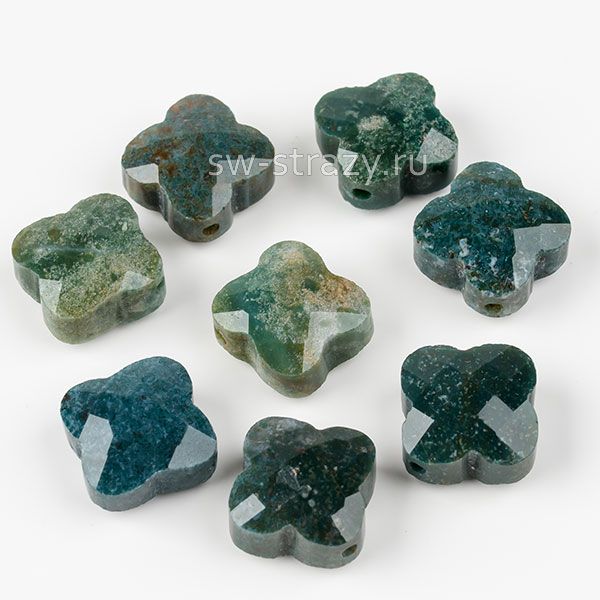 Бусина-клевер из яшмы 13х13*