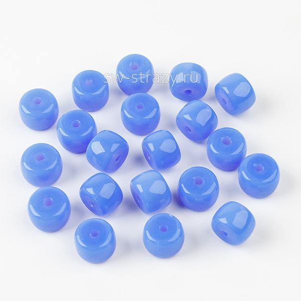 Бусины стеклянные 6,5х4 мм насыщенный голубой*