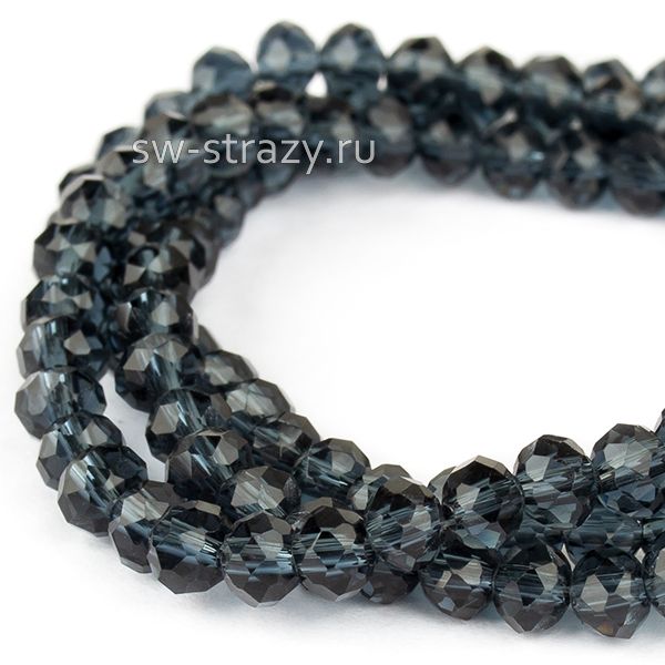 Бусины граненые Rondelle 4 мм прозрачный синий (21), 1 нить