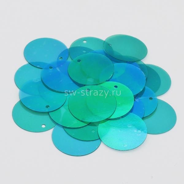 Пайетки круг 2 см Blue Zircon AB (3 гр)