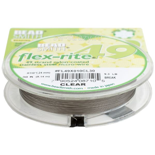 Тросик ювелирный на катушке FLEX-RITE49 Clear 0.24 мм FL49X010CL30