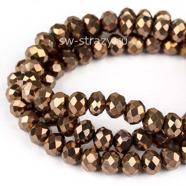 Бусины граненые Rondelle 6 мм кофейные (98), 1 нить