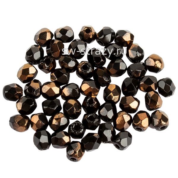 Бусины граненые Firepolished 3 мм Jet\Bronze (RR23980)