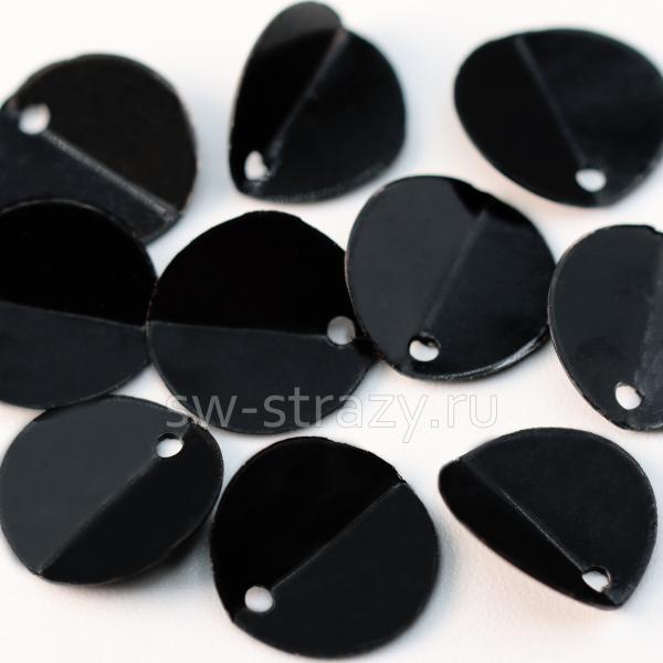 Пайетки круглые со cгибом 10 мм черные (10 шт)