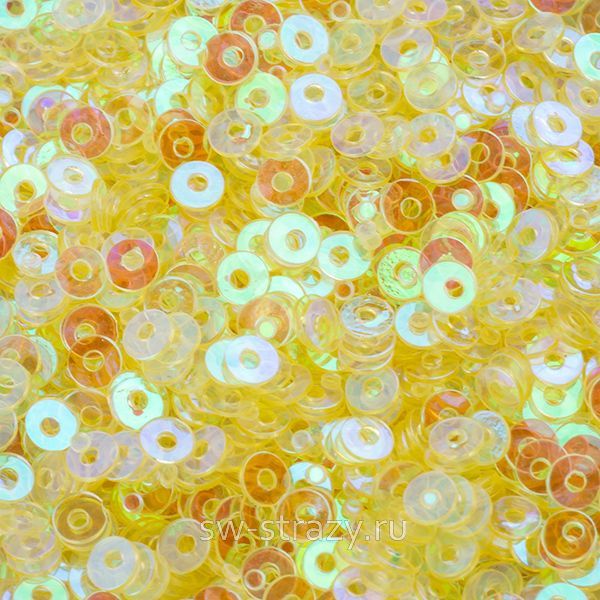 Пайетки плоские 2 мм ab trans light yellow (3гр)
