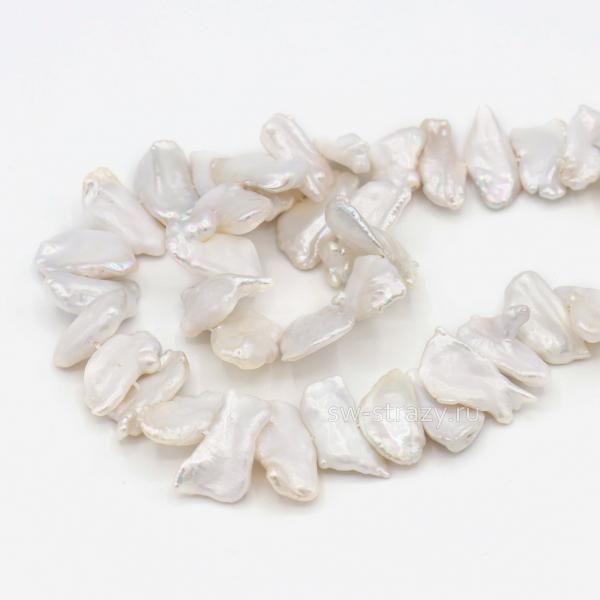 Жемчуг натуральный барочный плоский 17х9,5 мм белый*