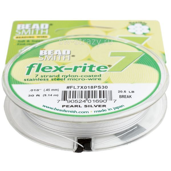 Тросик ювелирный на катушке FLEX-RITE7 Pearl Silver 0.45 мм FL7X018PS30