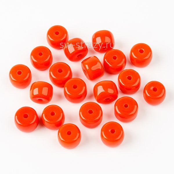 Бусины стеклянные 8,5х6 мм кораллово-красный*