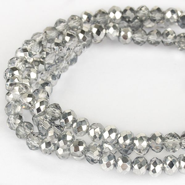 Бусины граненые Rondelle 3 мм кристалл (77) , 1 нить