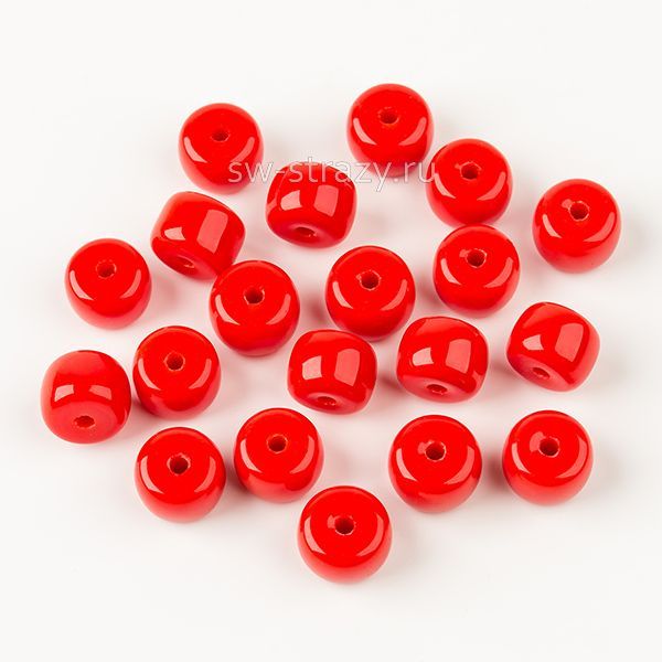 Бусины стеклянные 8,5х6 мм красный*