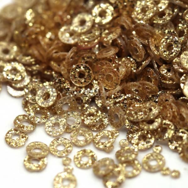 Пайетки плоские 2 мм бежевый с глиттером (3гр)