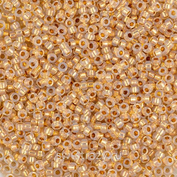 Seedbead Miyuki 15/0 196 24kt Gold Lined Opal Glass